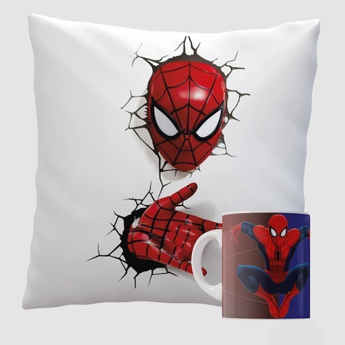 Almohadón 40x40 Y Taza Super Heroes Marvel Dc Spiderman Hulk