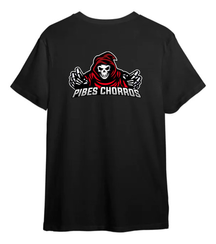 Remera Negra Hombre Estampada Vinilo Los Pibes Chorros