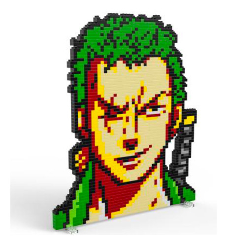 Cuadro 3d One Piece Set Bloques Armables 3d Rostro Pixel Art Cantidad De Piezas 2 Versión Del Personaje Zoro