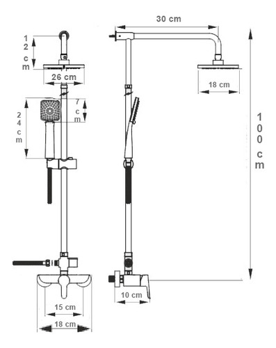 Columna Griferia Ducha Exterior Negra Zl-2018-2b Wassertech