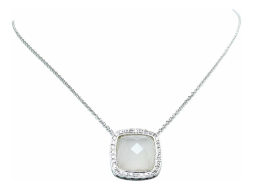 Pocao2005- Colar Ouro Branco 18k750 Quartzo Diamantes C475