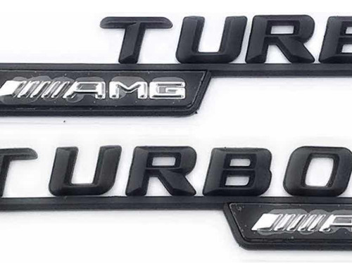 Emblema Mercedes  Tipo 2 Pz Turbo Amg Negro /negro
