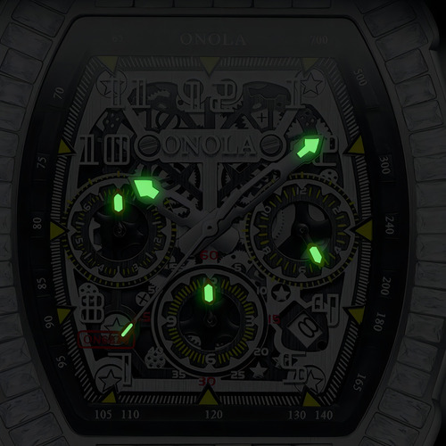 Correa de reloj mecánico automático Onola Diamond, color blanco
