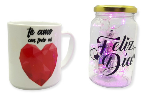 Taza Decorativa Hermosa + Frasco Feliz Dia San Valentin