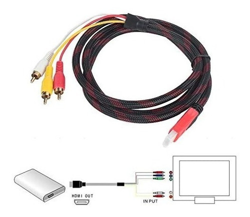 Cable Hdmi A 3 Rca A/v 3mts Ps3 Ps4 Tv Camara Dvd Proyector