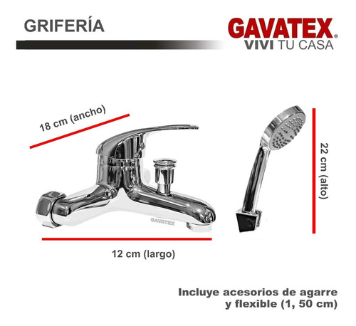 Imagen 3 de 10 de Grifería Baño Ducha Canilla Monocomando C/transferencia Gx