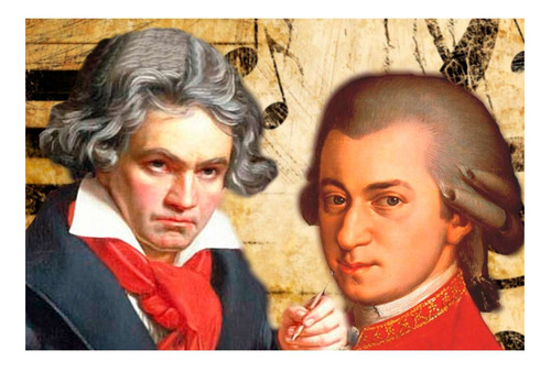 Vinilo 60x90cm Mozart Y Beethoven Diseño Genios Musica