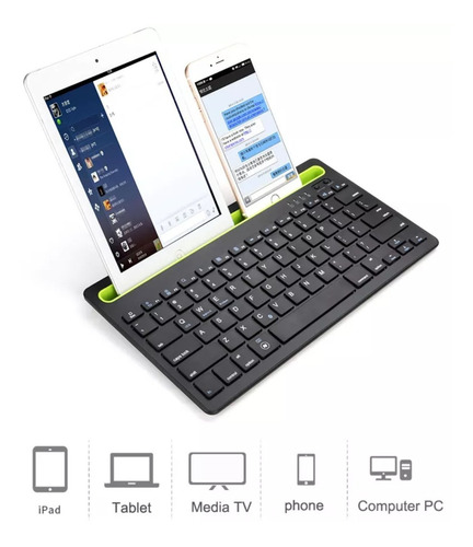 Teclado Bluetooth Recargable Porta Tablet Telefono Multiuso