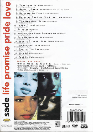Dvd - Sade - Life Promise - Pride Love