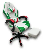 Comprar Silla Gamer De Escritorio Ergonómica Mexico Del Tri Fmf Oficial Reposapiés Reclinable Giratoria Altura Ajustable Logos Bordados Color Blanco Material Del Tapizado Cuero Sintético Premium
