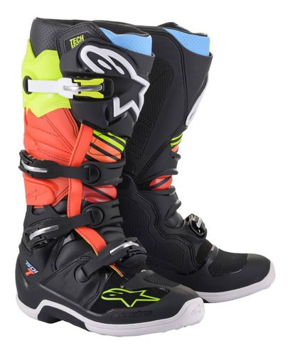 Bota Alpinestars Tech 7 Preta/amarela/vermelha Novo