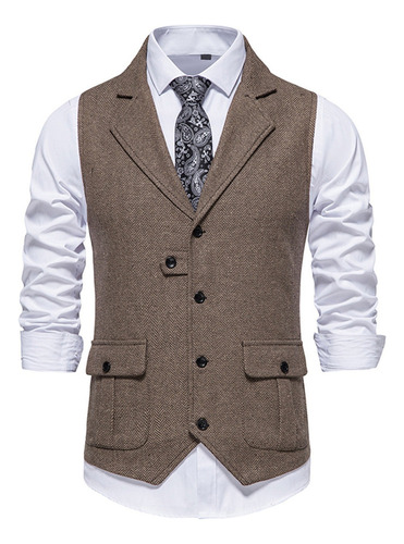 Chaqueta De Solapa Vintage For Hombre Chaleco De Tweed De