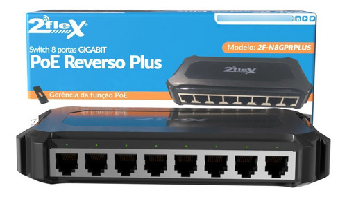50x Switch 8 Portas Gigabit Poe Rev Plus 2f-n8gprplus 2flex