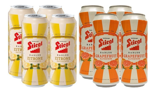 8 Pack De Cervezas Austriacas Stiegl Radler De 500 Ml