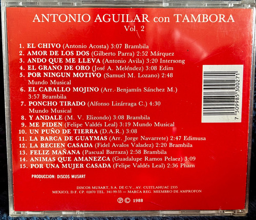 Cd Antonio Aguilar Con Tambora Vol. 2 Musart 1988 1a Ed. Vintage (Usado)