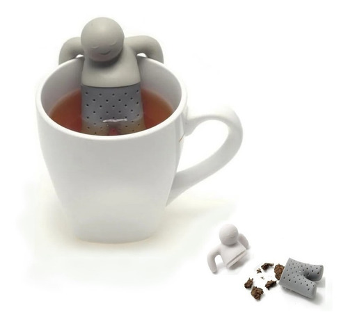 Imagen 1 de 10 de Infusor De Te En Hebra Filtro Colador Hombrecito De Silicona