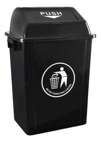 Bote De Basura Con Tapa De Plástico 40 L Color Negro Ag Box