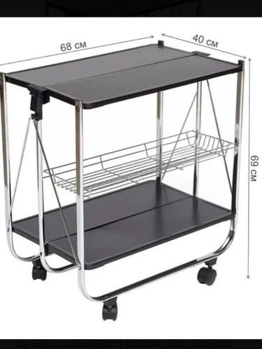 Carrito Organizador Plegable Negro/ Estante/ Cocina/sala 