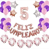 Comprar Combo Feliz Cumple  Globos Confeti Rosa Violeta 