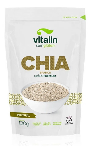 Chia Branca Em Grãos Premium Integral Vegano Vitalin 120g