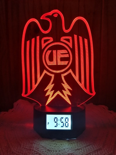 Unión Española Lámpara Led 3d Reloj Alarma 7 Colores En Uno