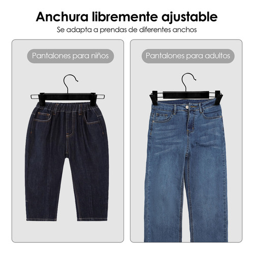 Perchas Colgador Pantalones De Plástico Con Pinza 20pzas Negro