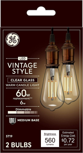 Ge Lighting - Bombillas Led Estilo Edison Vintage, 6 W (equi