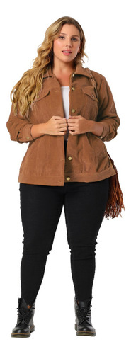 Chaqueta Talla Grande Abrigo Camisa De Pana Con Bolsillos