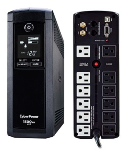 No-break Cyberpower Cp1500avrlcd, 1500 Va, 900w, 16 H, Hogar