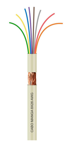 Cabo Manga 8x26 Awg - Com Blindagem Bege - 1 M