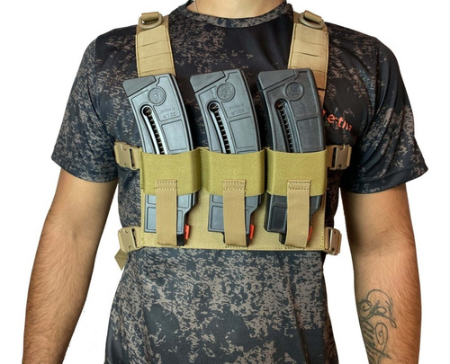 Imagen 2 de 6 de Chaleco Tactico Chest Rig Rbn Tactical Tan Pulsera