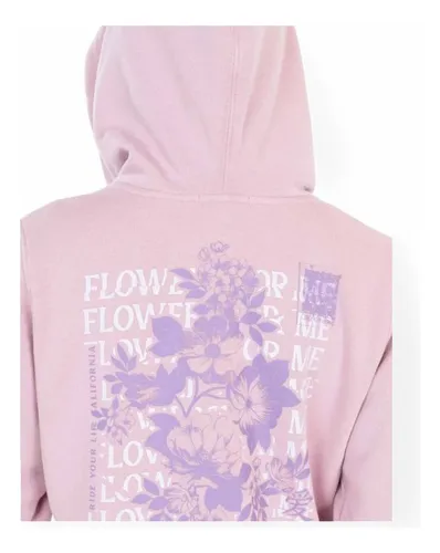 Poleron Mujer Maui Fz Flowers For Me Crew Rosado