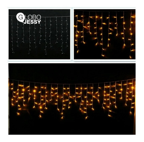 Luces Led Cascada X 5mts / Ambar / Con 200 Luces
