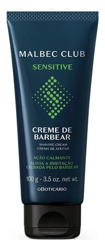 Creme De Barbear Malbec Club Pele Sensível 100g O Boticário