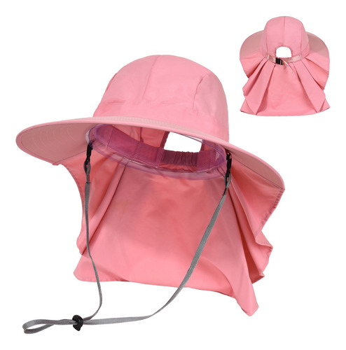 Imagen 1 de 10 de Sombrero De Sol Para Mujer, Ala Ancha, Con Solapa Para El Cu