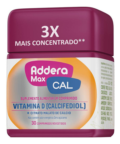 Suplemento Alimentar Addera Max Cal 30 Comprimidos