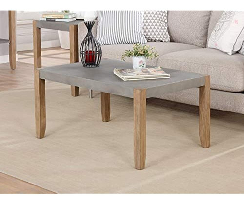 ~? Newport 36  L Faux Concrete And Wood Coffee Table