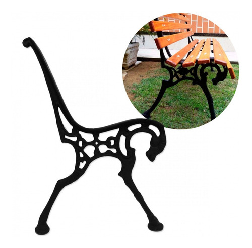 Imagem 2 de 2 de Pé De Banco De Jardim 9 Furos Modelo Cavalo Em Ferro Pintado