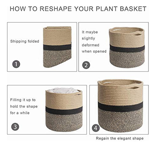 Cesta De Plantas Moderna De Cuerda De Yute Resistente Timeya