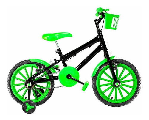 Imagem 1 de 1 de Bicicleta Infantil Masculina Aro 16 Nylon Preta E Verde