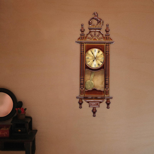 1:12 Casa De Muñecas Reloj De Pared Estilo Vintage Marrón