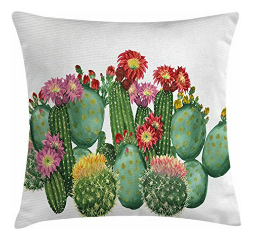 Ambesonne Cactus Throw Pillow Cojín, Saguaro Cask Hedge Hog 