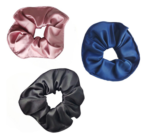 Pack X 3 Scrunchies, Moñas Bambas De Satín Y Lino Grandes