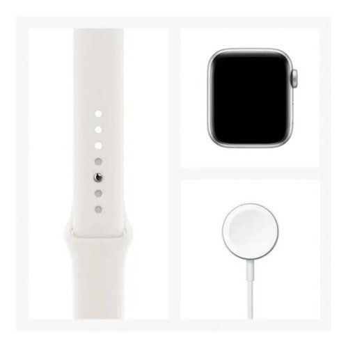 Imagem 7 de 9 de Apple Watch SE (GPS, 40mm) - Caixa de alumínio galactic silver - Pulseira esportiva Branco