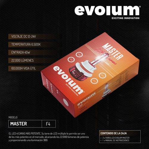 Foco Led Evolum Master Para Vehículos H1 H7 H11 9005 9006 H7