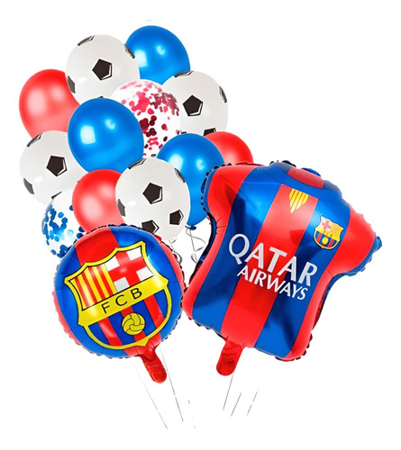 Kit Barcelona Fc Globos Estampados+camisa+latex 30cm