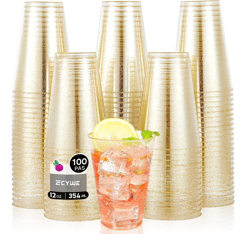 100pcs Vasos De Plástico Reutilizables Oro Rosa