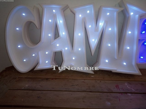Imagen 3 de 10 de Nombres Iluminados 5 Letras 35 Cm - Polyfan Cartel Con Luces