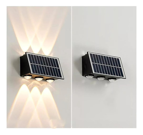 Lampara Led Solar Color Cálido De Pared Con 6 Ojos Automatic