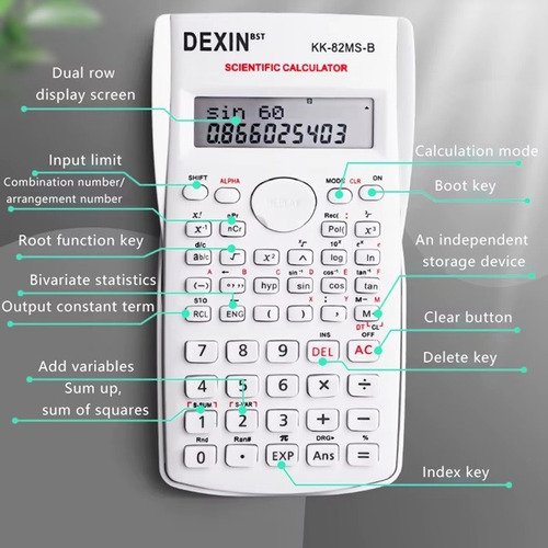 Calculadora Científica Dexin Kk82ms B Negra 240 Funciones